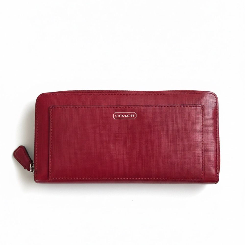 Coach Cherry Red Leather Zip Wallet